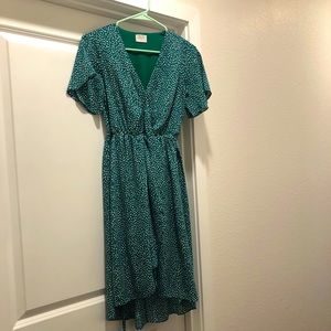 Dark green polka dot dress